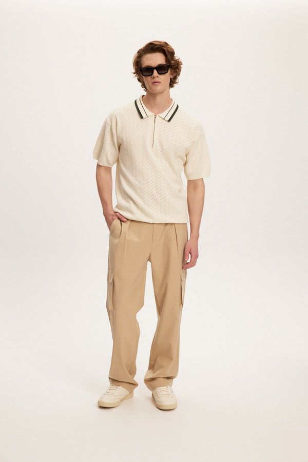 Knit Zip Polo (Cream)