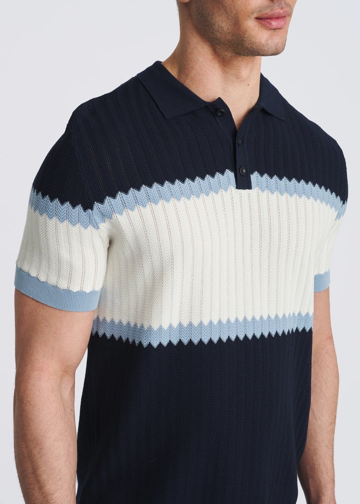 Silk/Tencel 3-Button Polo (Navy/Marina)