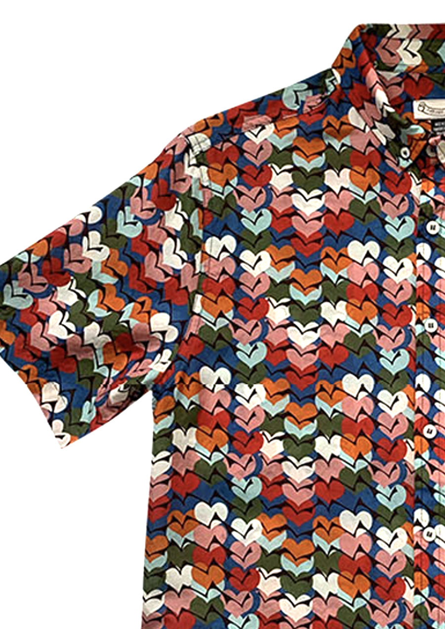Heart Pattern Silk Blend Shirt