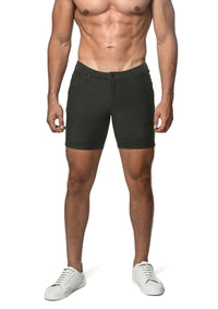 Loopback Stretch Knit Shorts (5" inseam) (Jungle Trail)