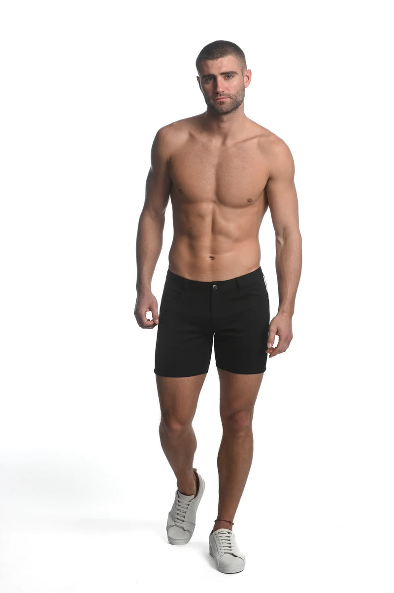 Stretch Knit Shorts w/Side Tape (5" inseam) (Black)