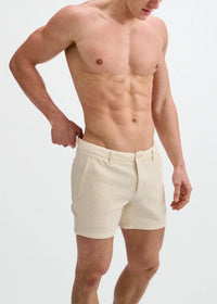 Textured Knit Chino Shorts (Ecru)