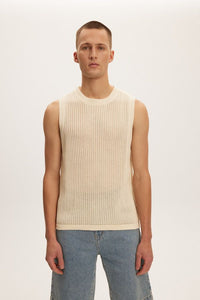 Knitted Sleeveless Tee (Cream)