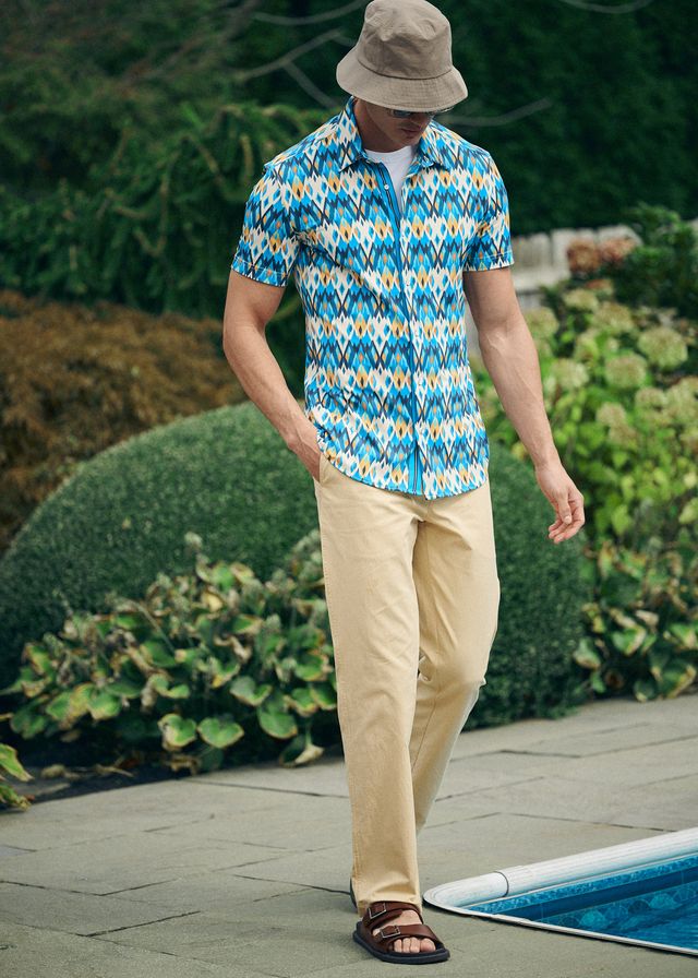 Performance Short Sleeved Shirt (Teal Gold Diamonds)