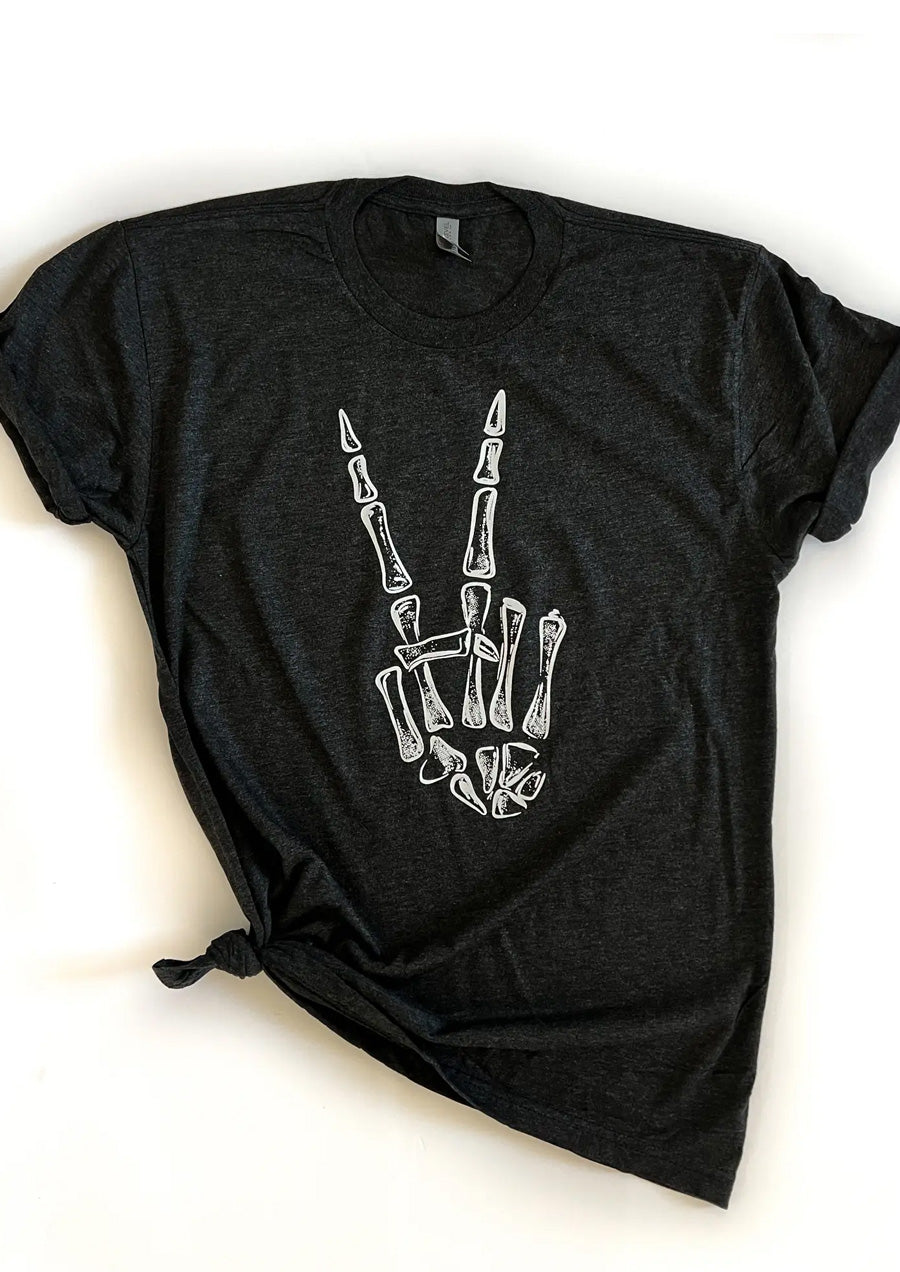 Skeleton Peace Hand Tee (Black)