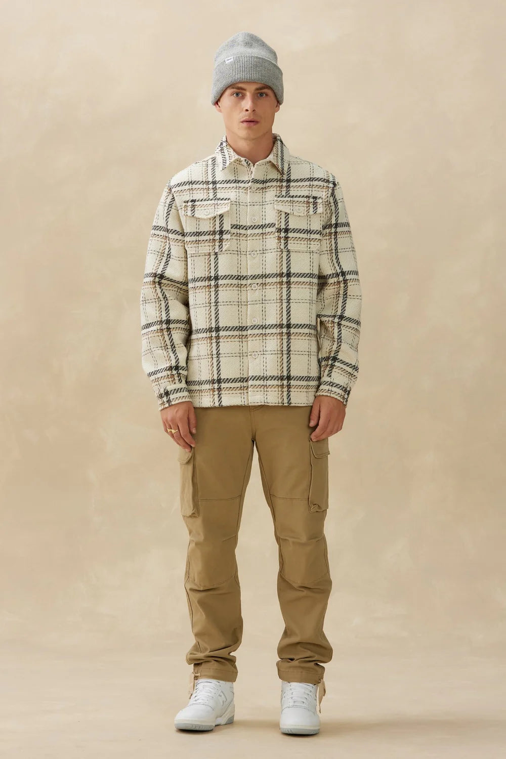 Heavyweight Plaid Shirt (Cream)