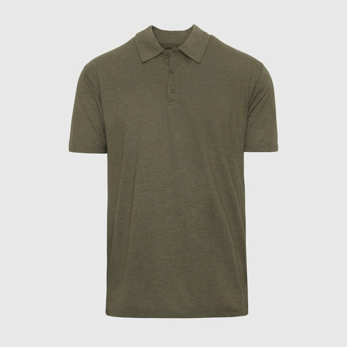 Short Sleeve Polo (Heather Military Green)
