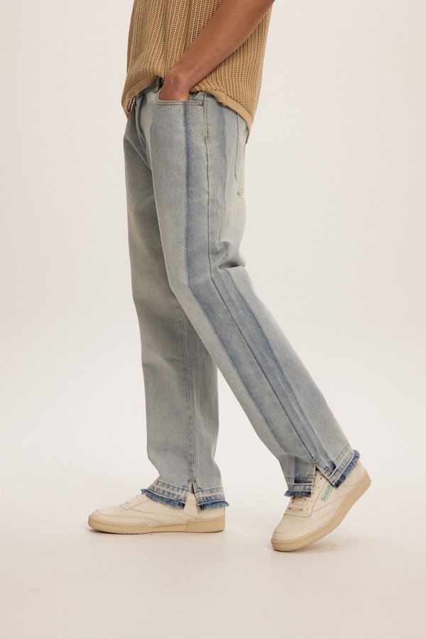 Raw Edge Loose Denim Stripe