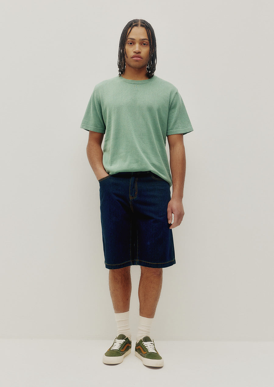 Linen Knit Tee (Aqua)
