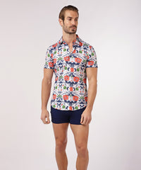 Printed Jersey Short Sleeve Shirt (Slate Sienna Floral)
