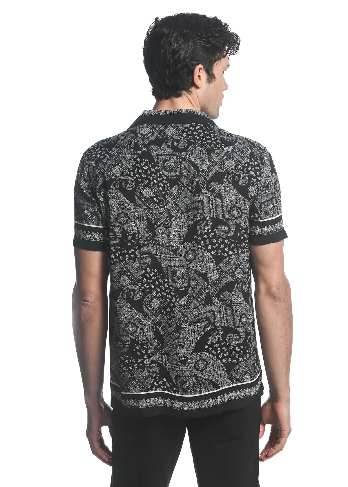 Printed Woven Border Shirt (Black Paisley)