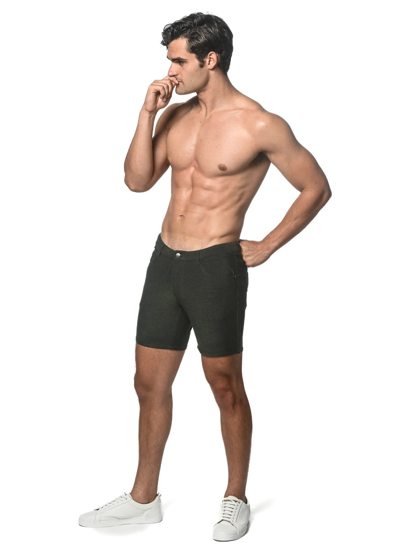 Loopback Stretch Knit Shorts (5" inseam) (Jungle Trail)