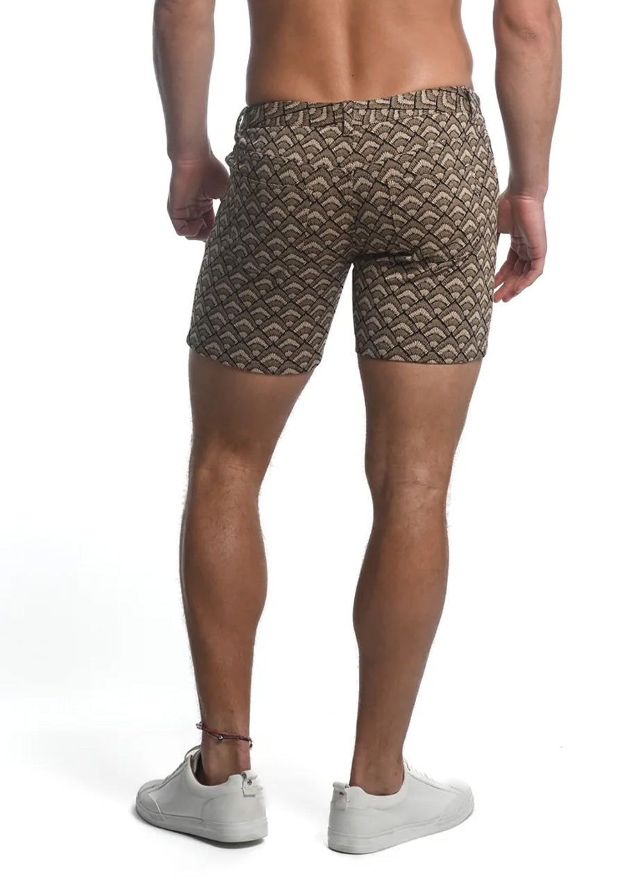 Limited Edition Printed Bronze & Tan Bursts Shorts