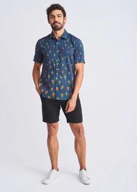 Cotton/Tencel Short Sleeve Shirt (Navy/Peacock)