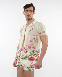 Woven Modal Border Shirt (Cream Floral)