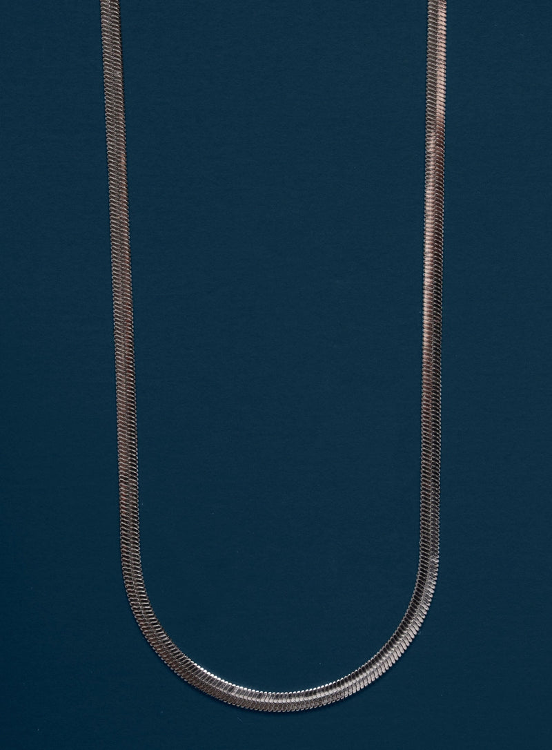 Waterproof 3mm Sleek Herringbone Snake Style Chain Necklace