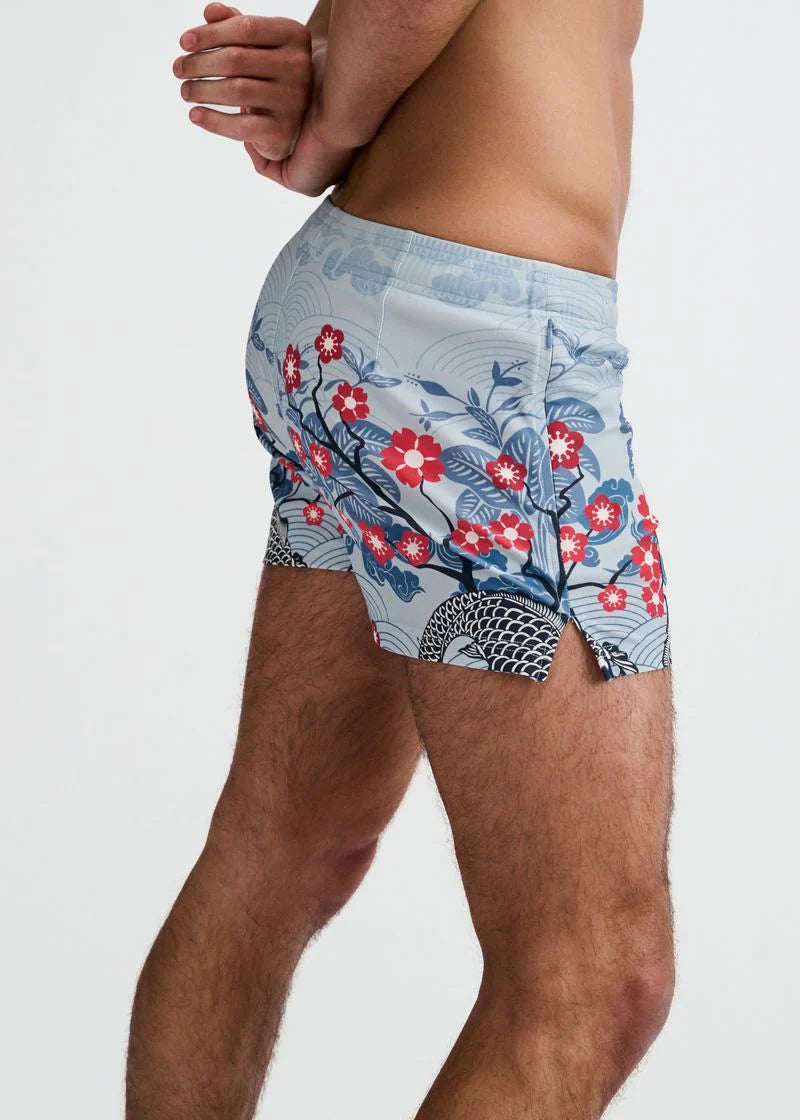 Printed Swim Short (Slate/Navy Floral)