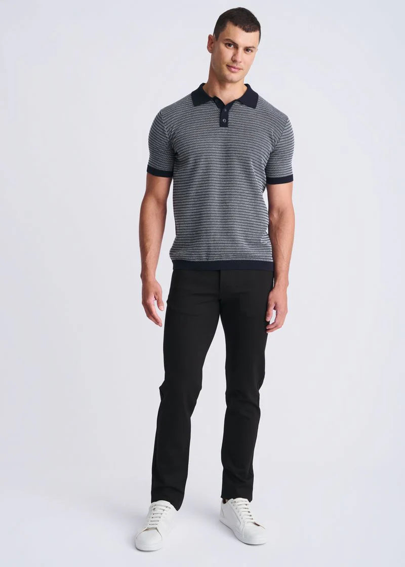 Two Tone 3-Button Polo (Off White/Navy)