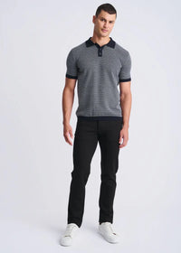 Two Tone 3-Button Polo (Off White/Navy)