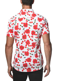 Stretch Jersey Knit Shirt (White Poppy Cherries)