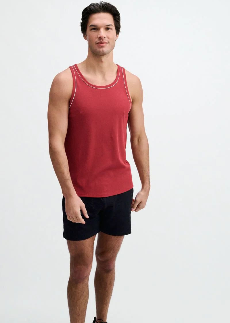 Cotton/Tencel Tank w/Fine Piping (Carmine)