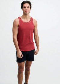 Cotton/Tencel Tank w/Fine Piping (Carmine)