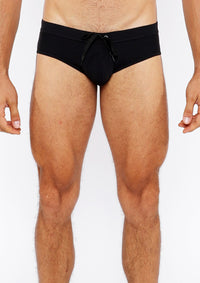 Pinstripe Swim Brief (Black)