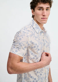 Printed Stretch Eyelet Shirt (Sky/White)