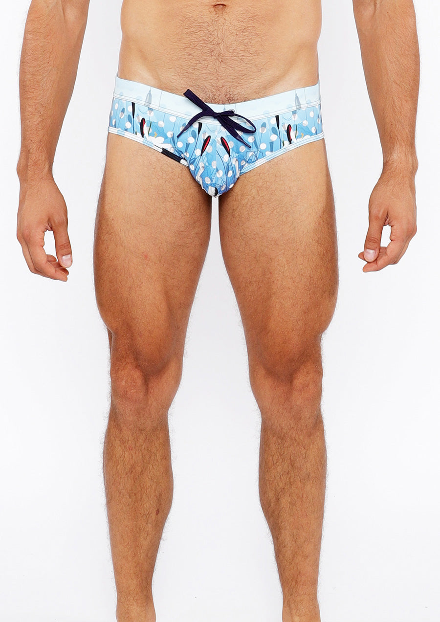 Printed Swim Brief (Cloud/Navy Dots)