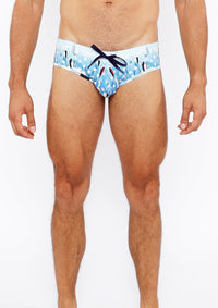 Printed Swim Brief (Cloud/Navy Dots)