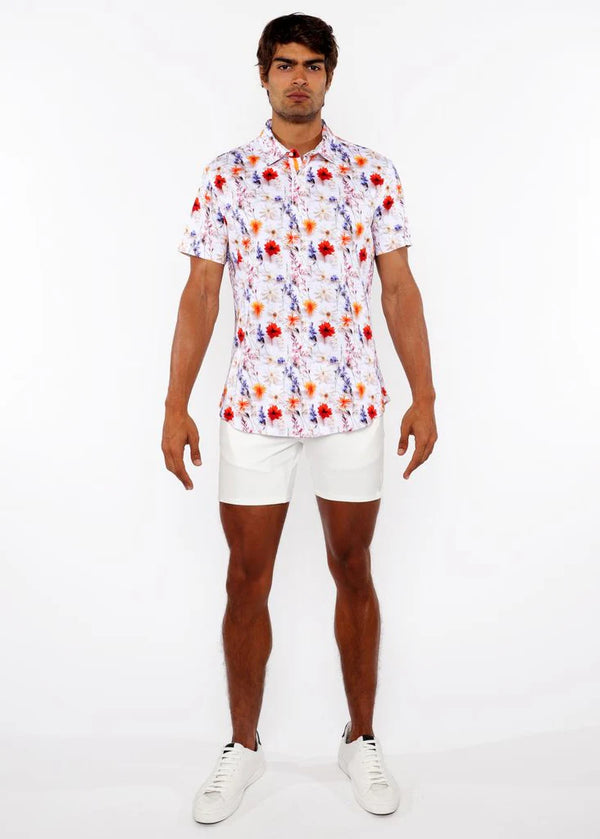 3D Print Cotton Jersey Shirt (Ecru/Gold Blossoms)