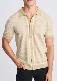 Textured Knit Button Shirt (Nutmeg/Latte)