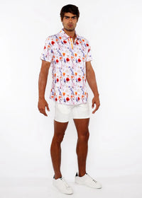 3D Print Cotton Jersey Shirt (Ecru/Gold Blossoms)