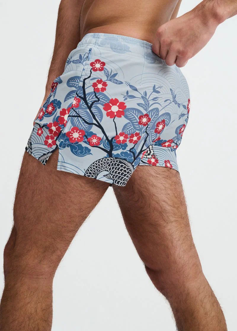 Printed Swim Short (Slate/Navy Floral)