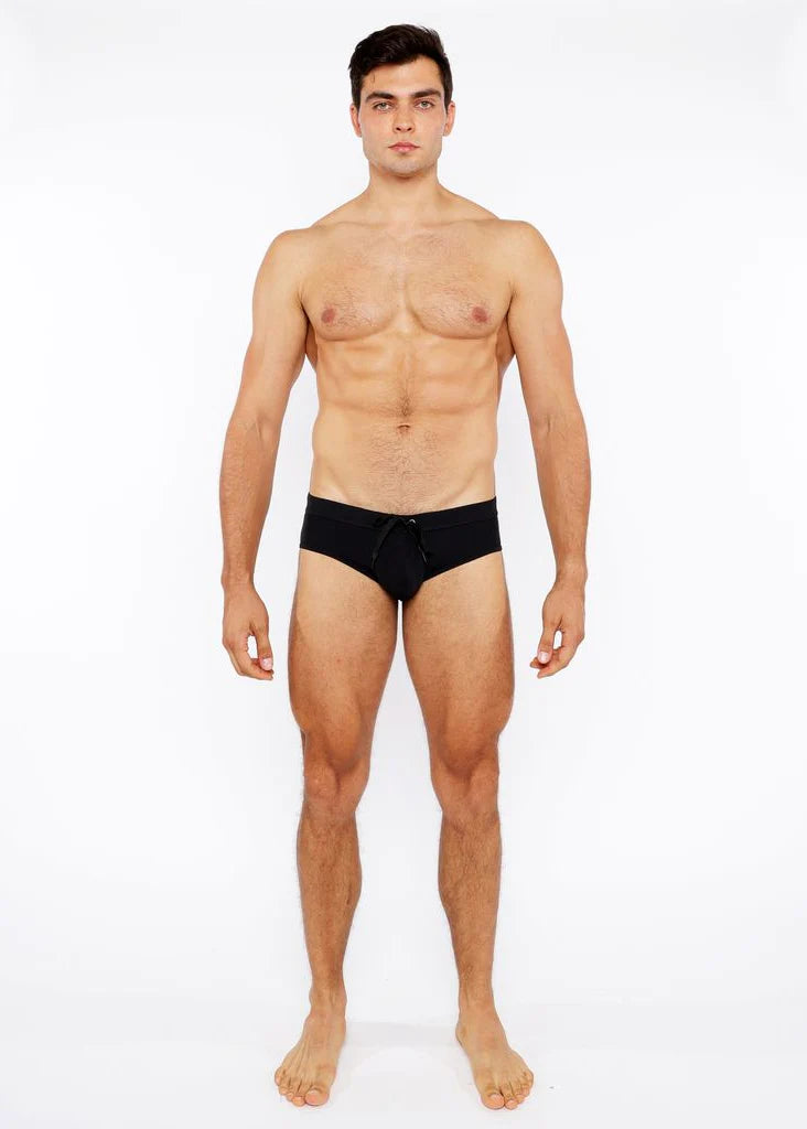 Pinstripe Swim Brief (Black)