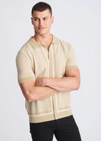 Textured Knit Button Shirt (Nutmeg/Latte)