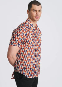 Cotton/Silk Short Sleeve Shirt (Rust/Admiral)
