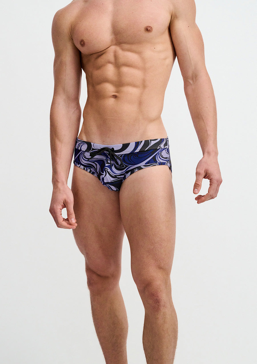 Printed Swim Brief (Navy/Thistle Swirl)