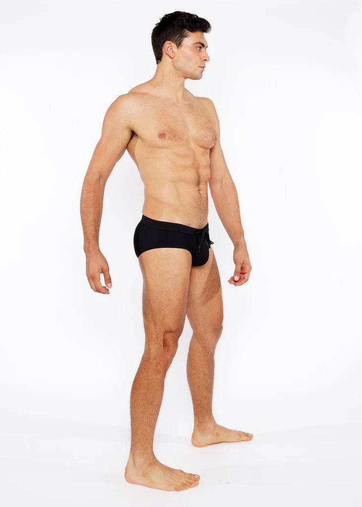 Pinstripe Swim Brief (Black)