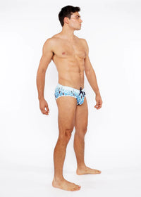 Printed Swim Brief (Cloud/Navy Dots)