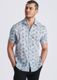 Cotton/Tencel Short Sleeve Shirt (Slate/Ice Circles)