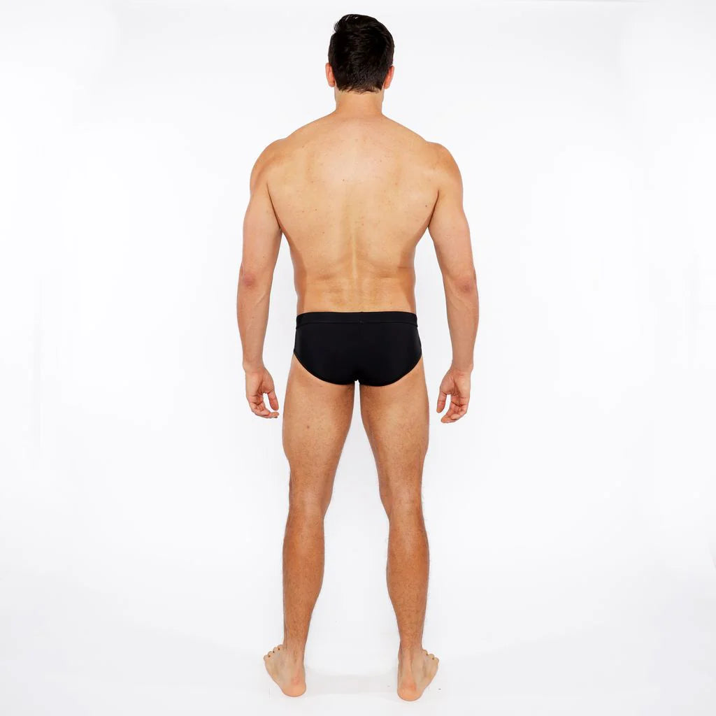 Pinstripe Swim Brief (Black)