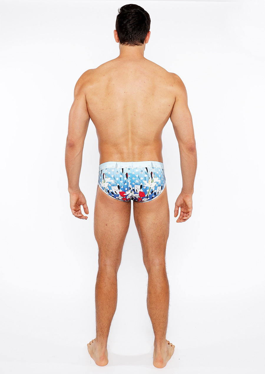 Printed Swim Brief (Cloud/Navy Dots)