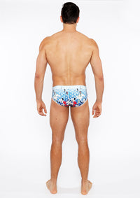 Printed Swim Brief (Cloud/Navy Dots)