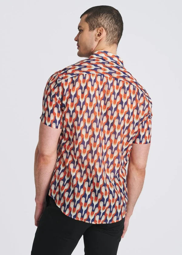 Cotton/Silk Short Sleeve Shirt (Rust/Admiral)