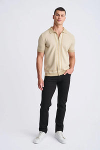 Textured Knit Button Shirt (Nutmeg/Latte)