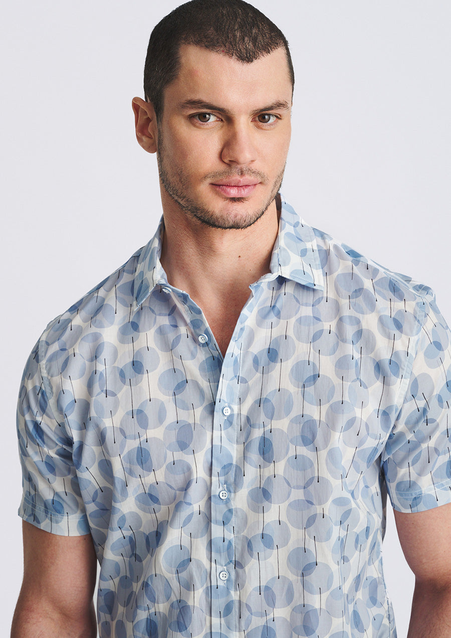 Cotton/Tencel Short Sleeve Shirt (Slate/Ice Circles)