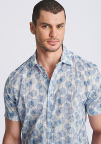 Cotton/Tencel Short Sleeve Shirt (Slate/Ice Circles)