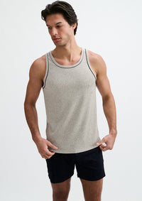 Cotton/Tencel Tank w/Fine Piping (Gunpowder)