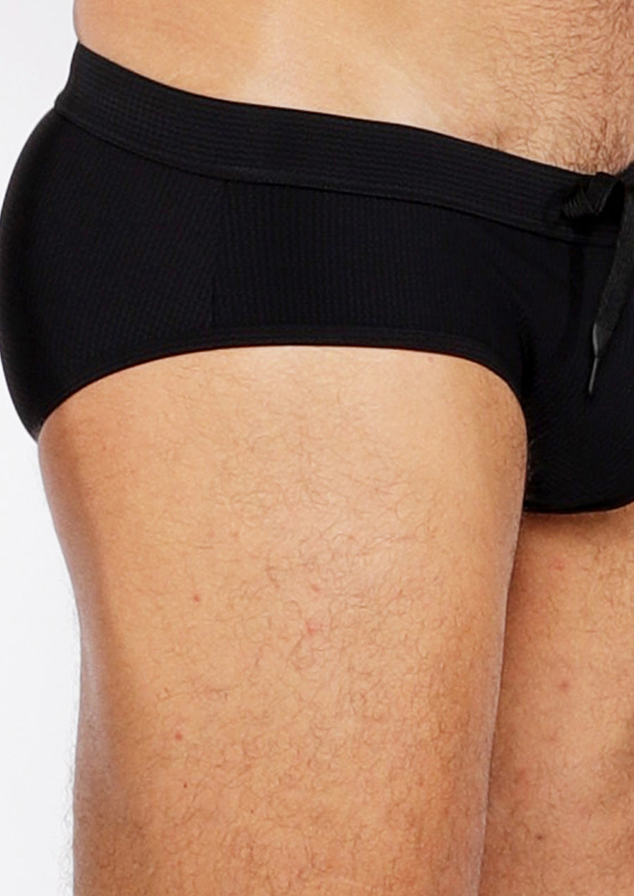 Pinstripe Swim Brief (Black)